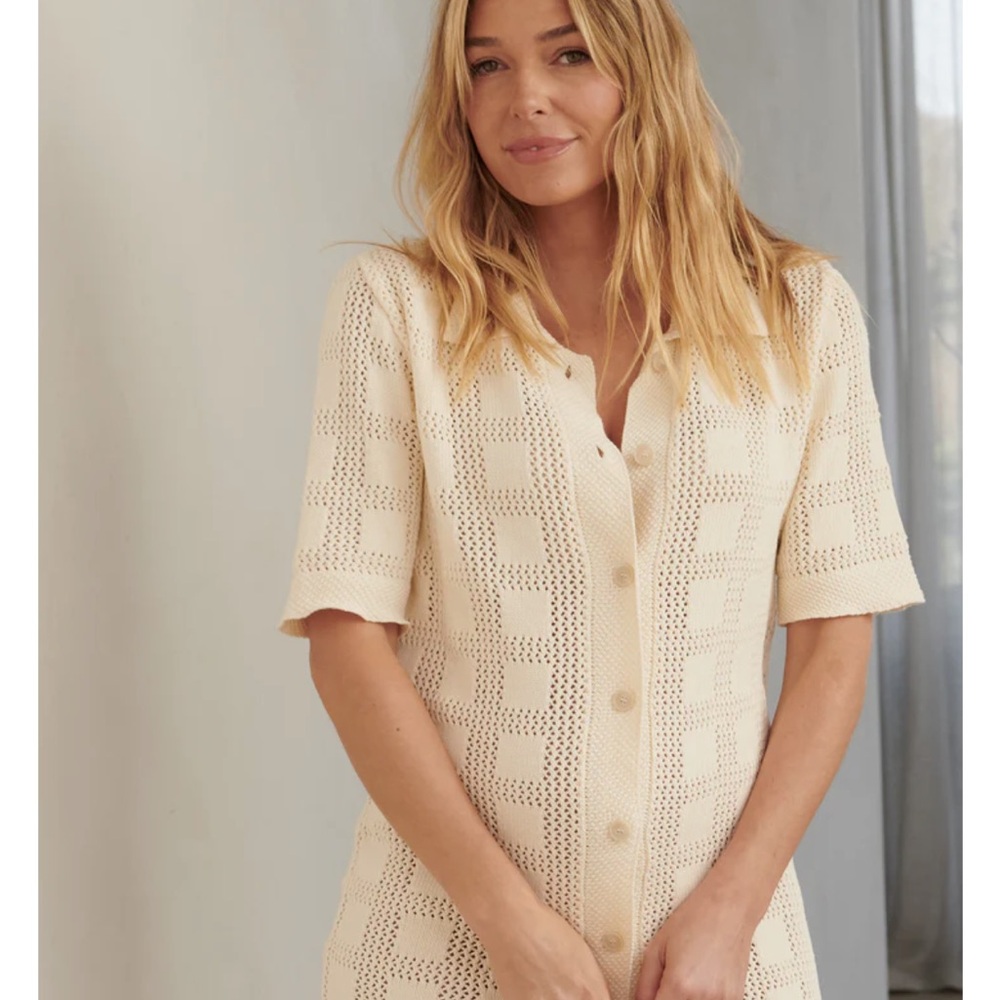 Cream Knit Button-Up dress